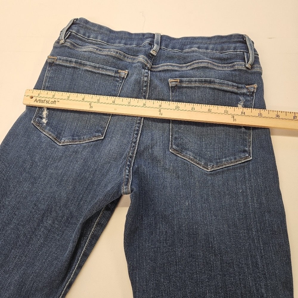 Frame Jeans Womens 28 Blue Le Crop Mini Boot Distressed Stretch Denim Pants - Picture 11 of 11